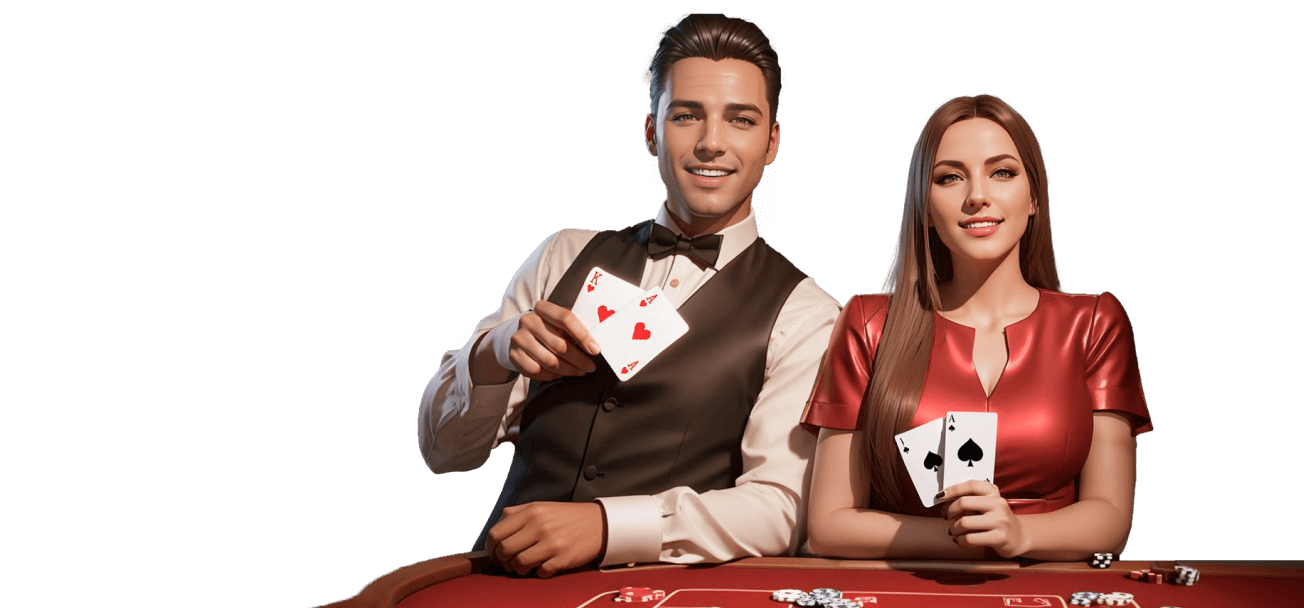 Professionelle Live-Dealer am Pokertisch im Boomerang Casino