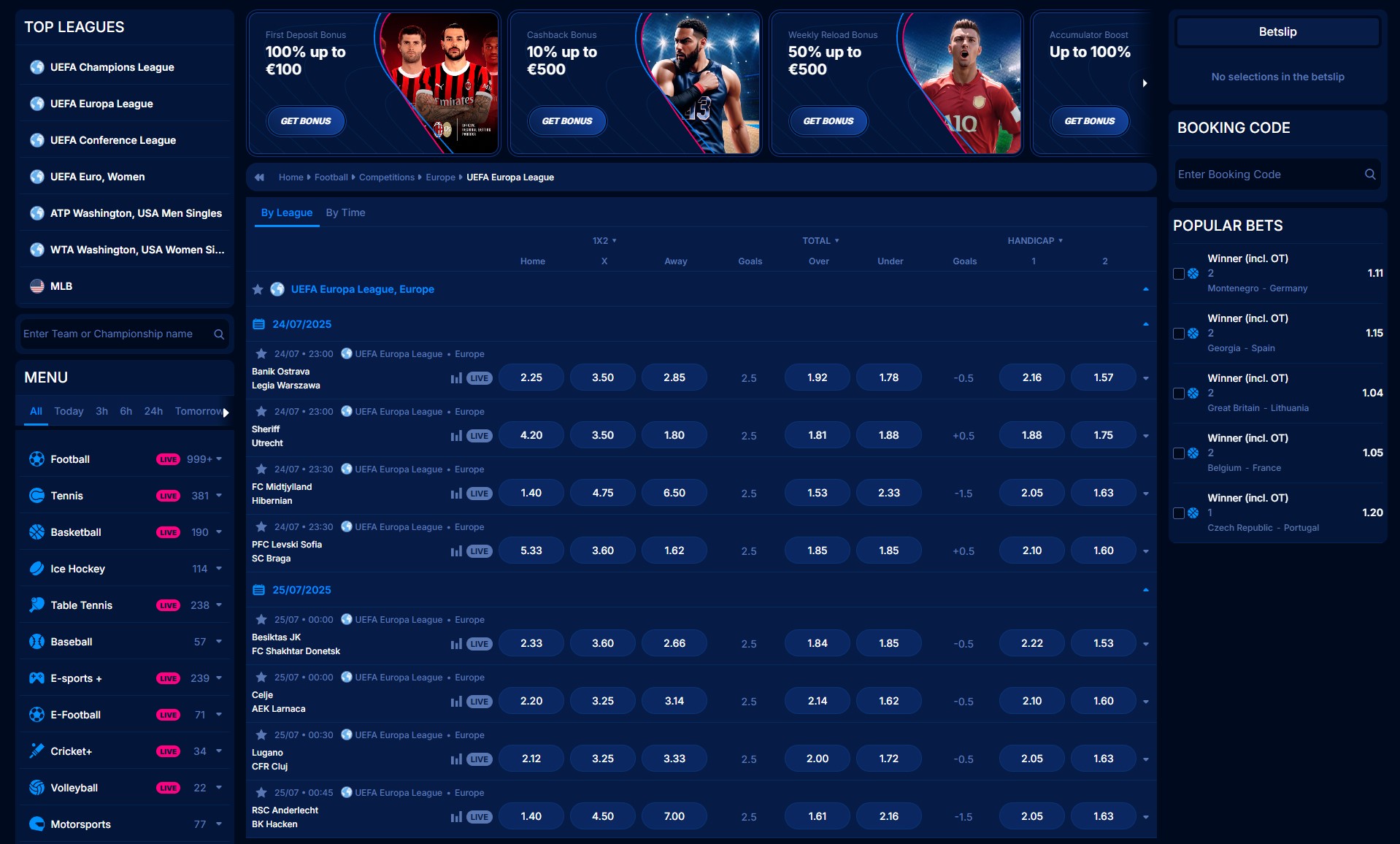 Boomerang Bet Live-Wetten Interface mit aktuellen Spielen und Quoten