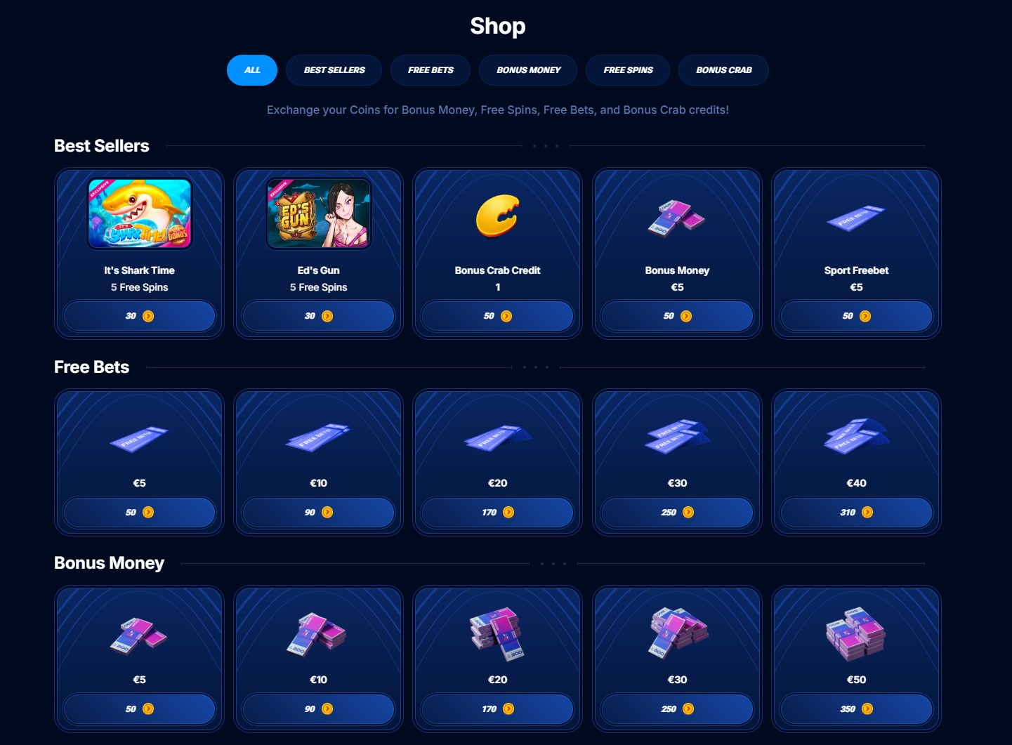Der Bonus-Shop von Boomerang Casino mit Treueprämien